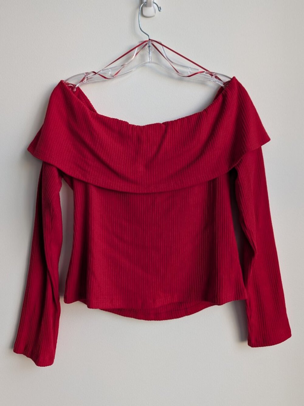 NWT SILENCE + NOISE Off the Shoulder Ribbed Foldover Top | XL